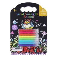 Samt-Malset "Tierfreunde" mit 6 Bildern und 8 Filzstiften