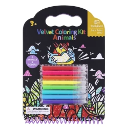 Samt-Malset "Tierfreunde" mit 6 Bildern und 8 Filzstiften