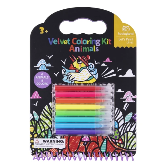 Samt-Malbücher Tiere 8 Marker Kreativset Tookyland