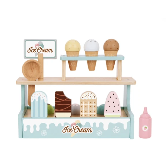 Eisstand mit Eis am Stiel und Kugeln Eis für Kinder