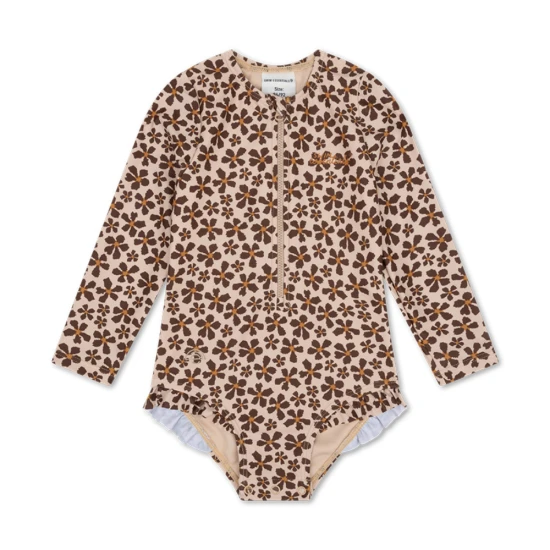 Wildblumen-Badeanzug mit langen Ärmeln und UV-Schutz 50+