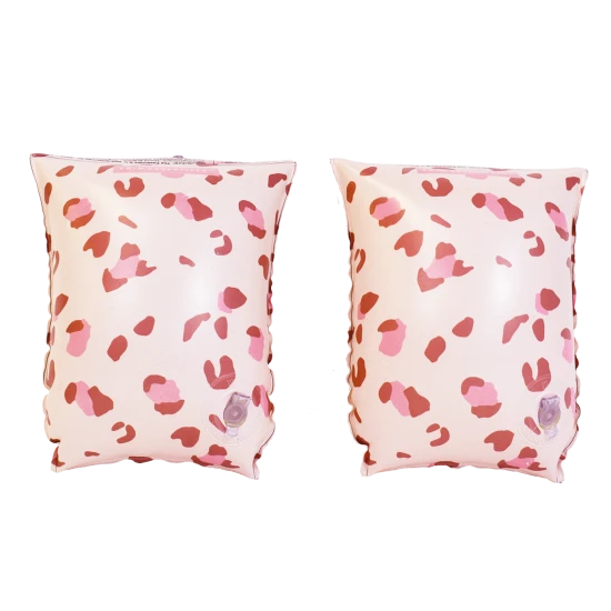 Aufblasbare Swim Essentials für Kinder, altrosa Leoparden-Fäustlinge für Kinder, ideal zum Schwimmen im Pool und am Meer