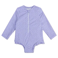 Langarm-Badeanzug mit LSF 50+ Lila Leopard