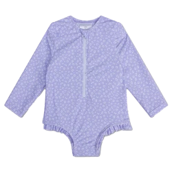 Langarm-Badeanzug mit LSF 50+ Lila Leopard