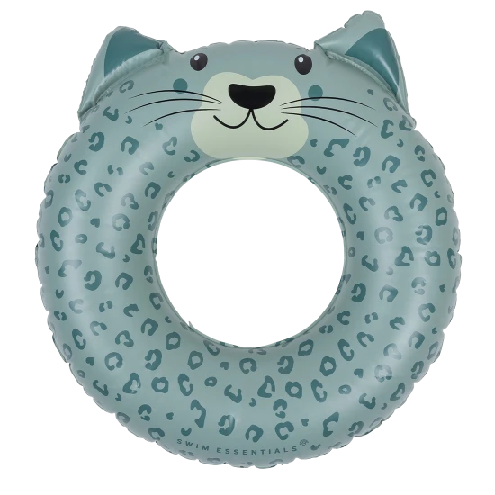 Aufblasbarer Schwimmring Swim Essentials Green Leopard 55 cm mit Ohren für Kinder