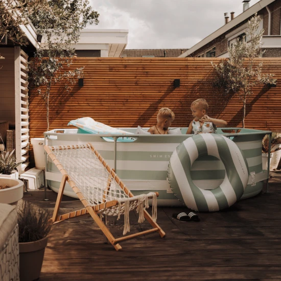 Runder Frame-Pool Essence Luxe Old Green Stripe 305×76