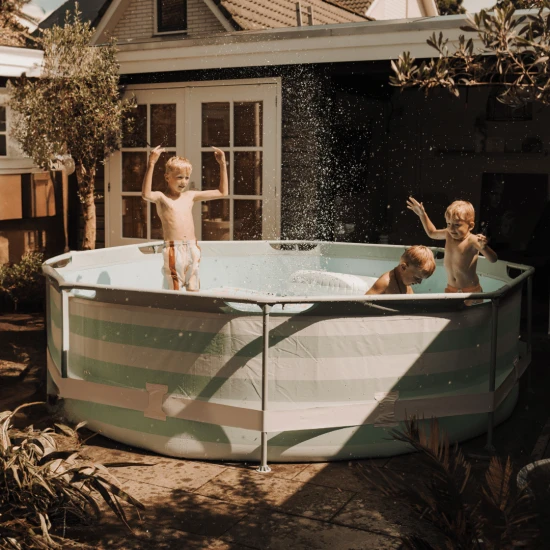 Runder Frame-Pool Essence Luxe Old Green Stripe 305×76