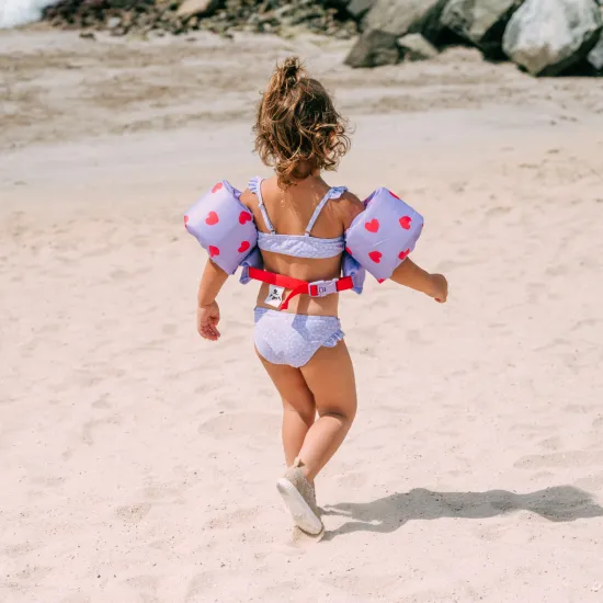 Kinder Bademode Mädchen Bikini mit LSF 50+ Lila Leopard Swim Essentials