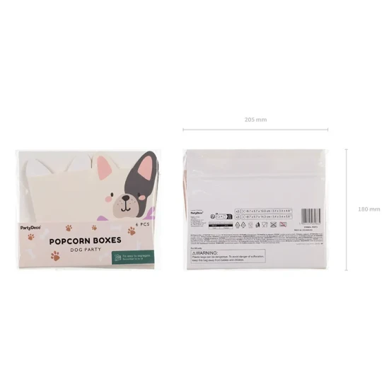 Popcornboxen mit Hund für eine Kinderparty