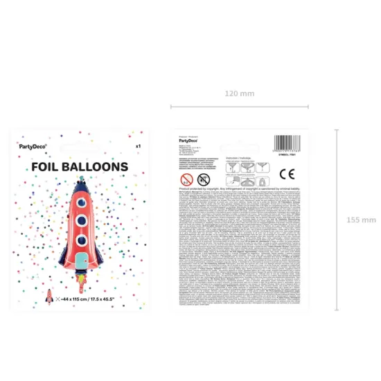 Ein Ballon mit attraktivem Design einer Weltraumrakete, der jedes Kind interessieren wird.