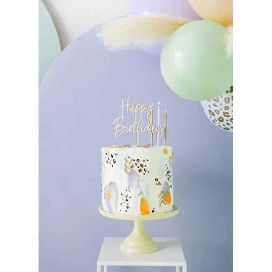 Hölzerne Happy Birthday-Kuchendekoration von Party Deco.