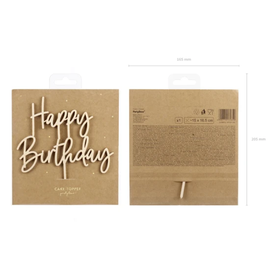 Hölzerne Happy Birthday-Kuchendekoration von Party Deco.