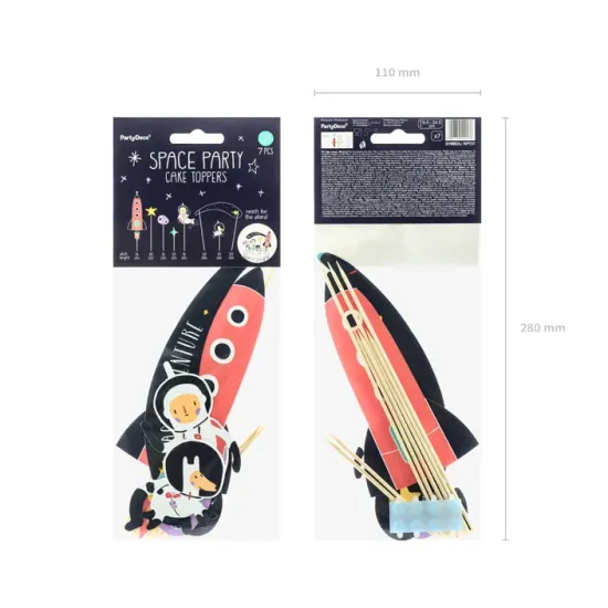 Dekorieren Sie Ihren Kuchen für die perfekte Weltraumparty mit Tortenaufsätzen.