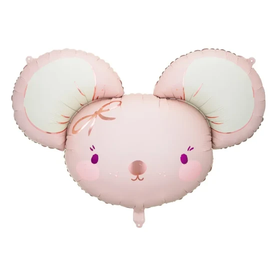 Geburtstagsballon in Form einer hellrosa Maus.