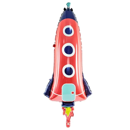 Ein Ballon mit attraktivem Design einer Weltraumrakete, der jedes Kind interessieren wird.