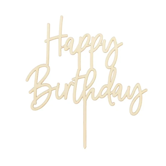 Hölzerne Happy Birthday-Kuchendekoration von Party Deco.