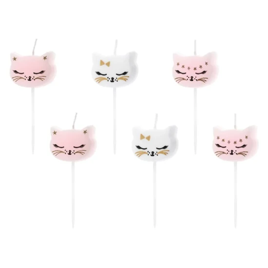 Kerzen in Katzenform passend zum Kindergeburtstag.