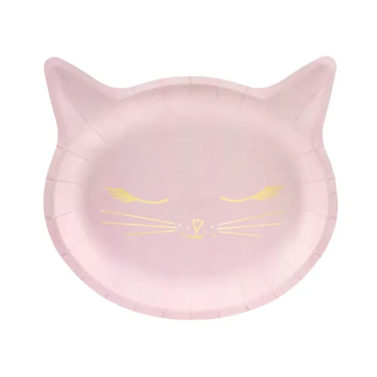 Geburtstagsteller für eine Kinderparty mit Katzenmotiv.