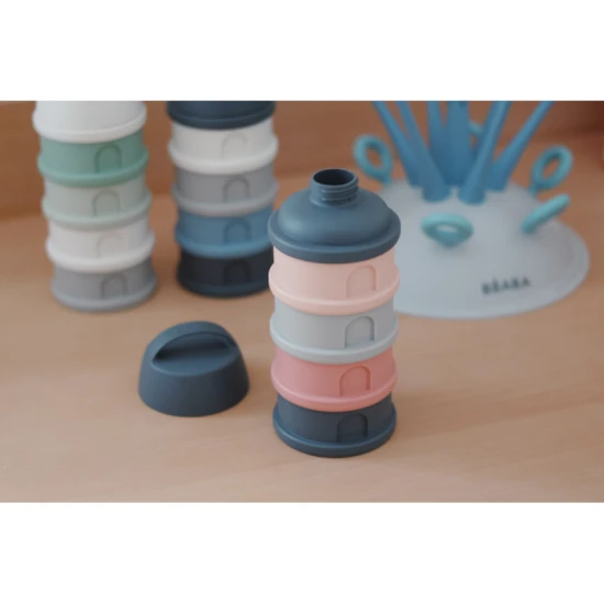Set Aufbewahrungsdosen für Milchpulver / Snacks Mineral Grey / Pink – Béaba