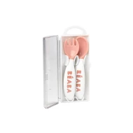 Löffel und Gabel im Etui Pink