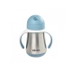 Thermobecher aus Edelstahl mit Strohhalm 250ml Blue – Béaba
