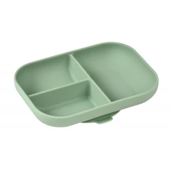 Silikonteller delený s prísavkou Sage Green