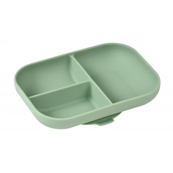 Silikonteller delený s prísavkou Sage Green – Béaba