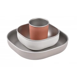 Edelstahl-Essset 3-teilig Terracotta