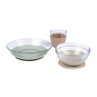 Glas-Essset mit Saugnäpfen Natural