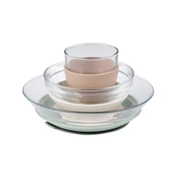 Glas-Essset mit Saugnäpfen Natural