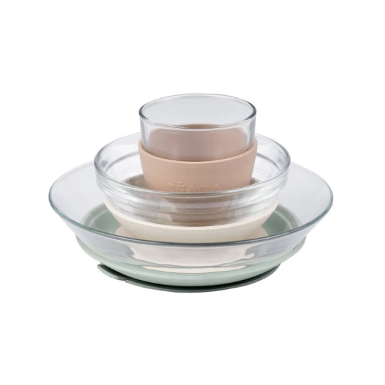 Glas-Essset mit Saugnäpfen Natural – Béaba