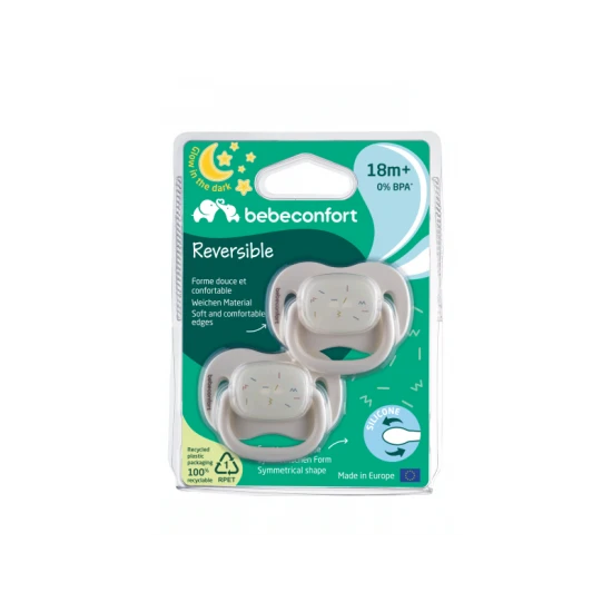 Symmetrischer leuchtender Silikonschnuller 2ks 18m+ Sand – BebeConfort 3104202460BC