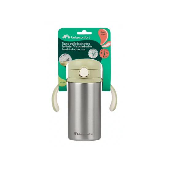 Isolierbecher mit Trinkhalm, Edelstahl 280 ml Green – BebeConfort 3105201190BC