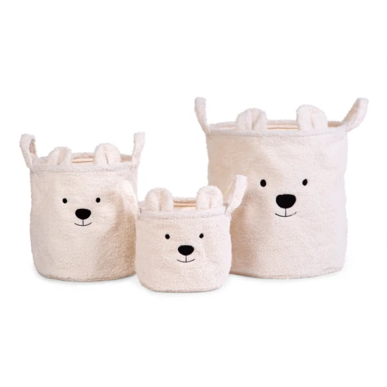 Childhome Teddy Off White 3 ks – 3er-Set Plüsch-Aufbewahrungskörbe Teddy