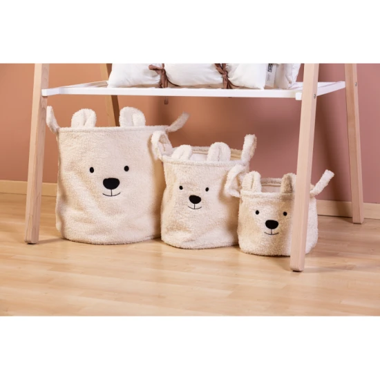 Childhome Teddy Off White 3 ks – 3er-Set Plüsch-Aufbewahrungskörbe Teddy