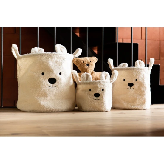 Childhome Teddy Off White 3 ks – 3er-Set Plüsch-Aufbewahrungskörbe Teddy