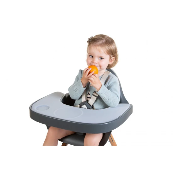 Childhome Anthracite – ABS-Tablett mit Silikon-Tischset für Hochstuhl Evolu