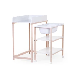 Wickeltisch mit Badewanne White Natural