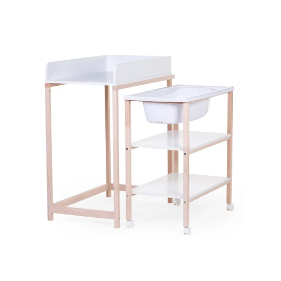 Childhome White Natural – Wickeltisch mit Badewanne