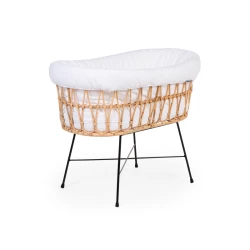 Babykorb aus Rattan kovové nohy Jersey Ecru