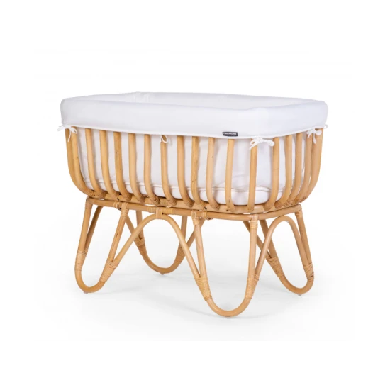 Childhome Jersey Off White – Babykorb aus Rattan mit Matratze