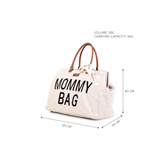 Childhome Mommy Bag Teddy Off White – Wickeltasche 55×30×40 cm