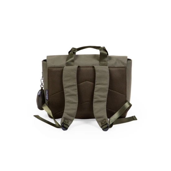 Childhome Canvas Khaki – Schultasche mit Reflex-Regenhülle 39×31×12 cm