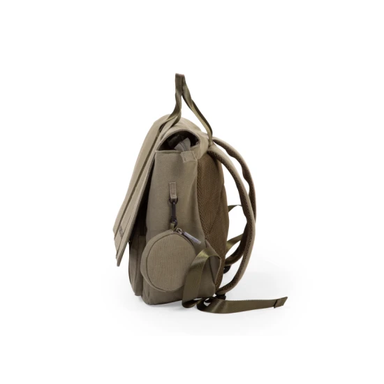 Childhome Canvas Khaki – Schultasche mit Reflex-Regenhülle 39×31×12 cm