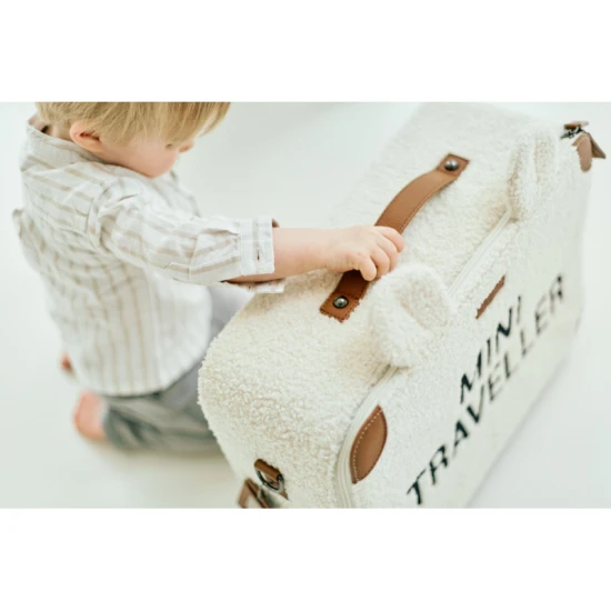 Kinderreisekoffer Teddy Off White, ideal für Kinder zum Reisen.