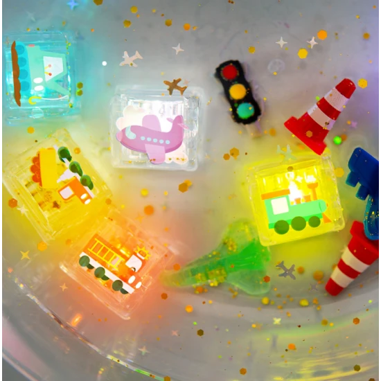 Glo Pals Sensorische leuchtende Würfel Autos Leuchtende Würfel für die Badewanne für Kinder, die im Wasser leuchten.