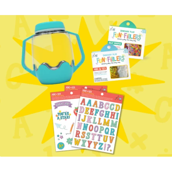 Leuchtende ABC-Sensorikflasche mit Zubehör