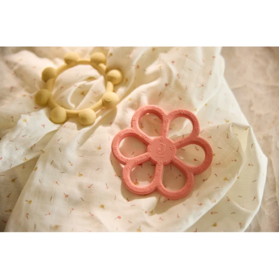Silikon-Beißring Flowers Coral Rose