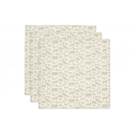 Mullwindeln 3 Stück 70x70 cm Animals Olive Green Mullwindeln 3 Stück 70x70 cm Animals Olive Green