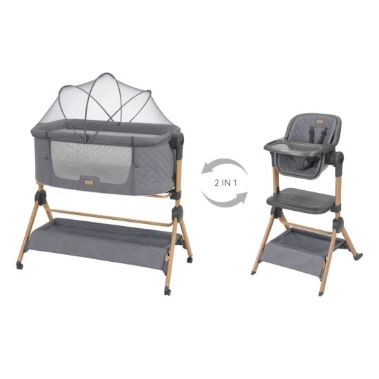 Babybett und Hochstuhl 2-in-1 Sleat Me Grey - KikkaBoo 31003020109KB